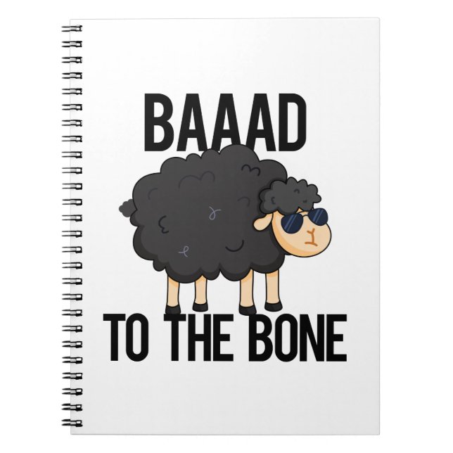 Cuaderno Baaad To The Bone Funny Black Sheep Pun (Frente)