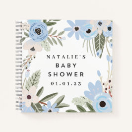 Cuaderno Baby Boy Blue Floral Baby Shower Guest Book