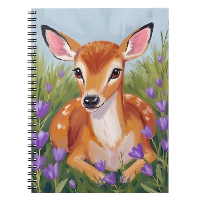 Cuaderno Baby Deer Fawn Animal Watercolor Painting (Frente)