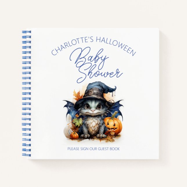Cuaderno Baby Dragon Halloween Baby Shower Guest Book (Anverso)