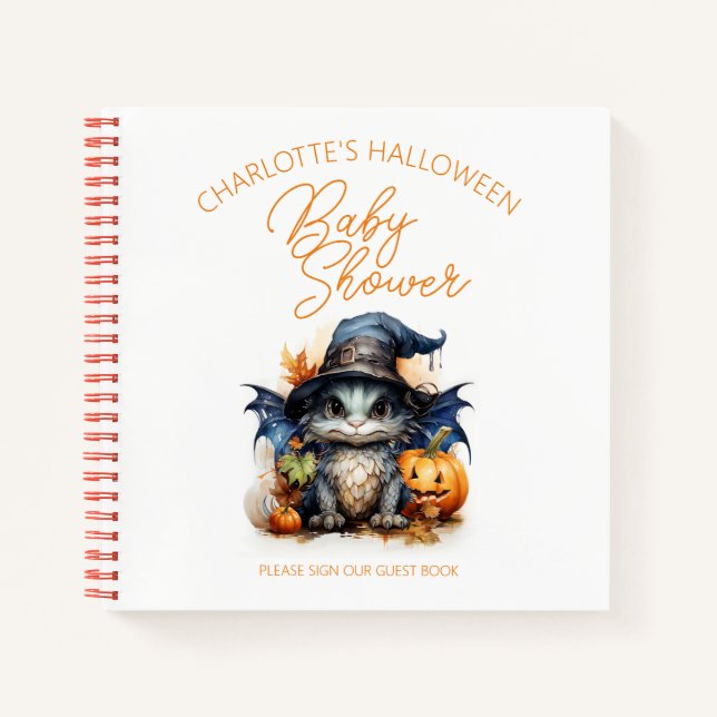Cuaderno Baby Dragon Halloween Baby Shower Guest Book (Anverso)