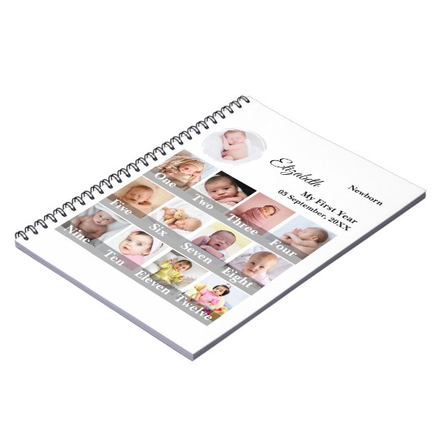 Cuaderno Baby First Year 12 Month Photo Collage  Milestone (Lado Izquierdo)