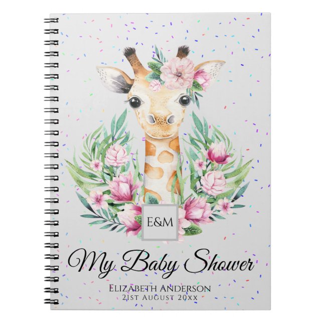 Cuaderno Baby Giraffe Boho Flowers Mother to Be Planner (Frente)