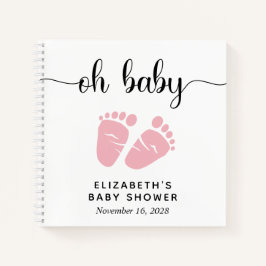 Cuaderno Baby Girl Shower Pies Rosados Guest Book