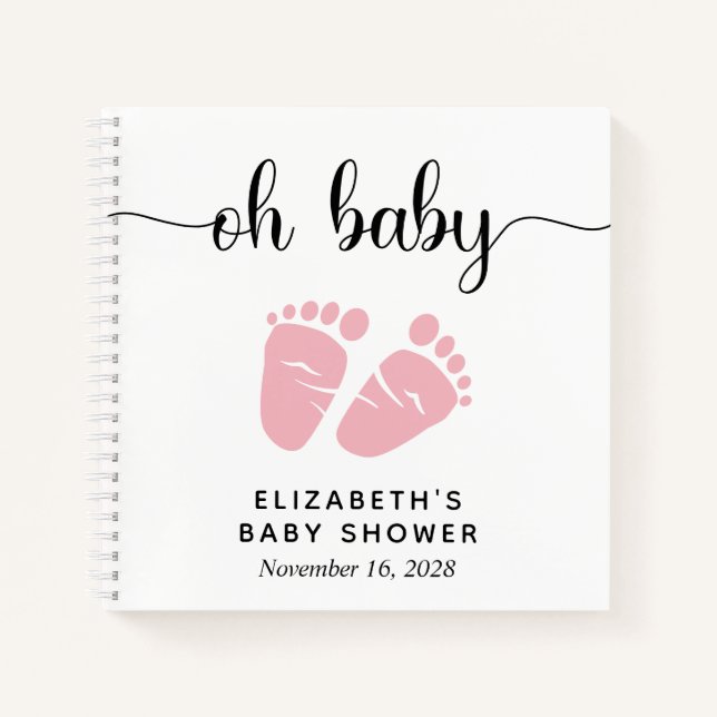 Cuaderno Baby Girl Shower Pies Rosados Guest Book (Anverso)