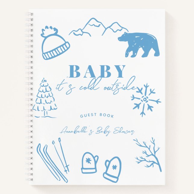 Cuaderno Baby It's Cold Outside Blue Baby Shower Guest Book (Anverso)