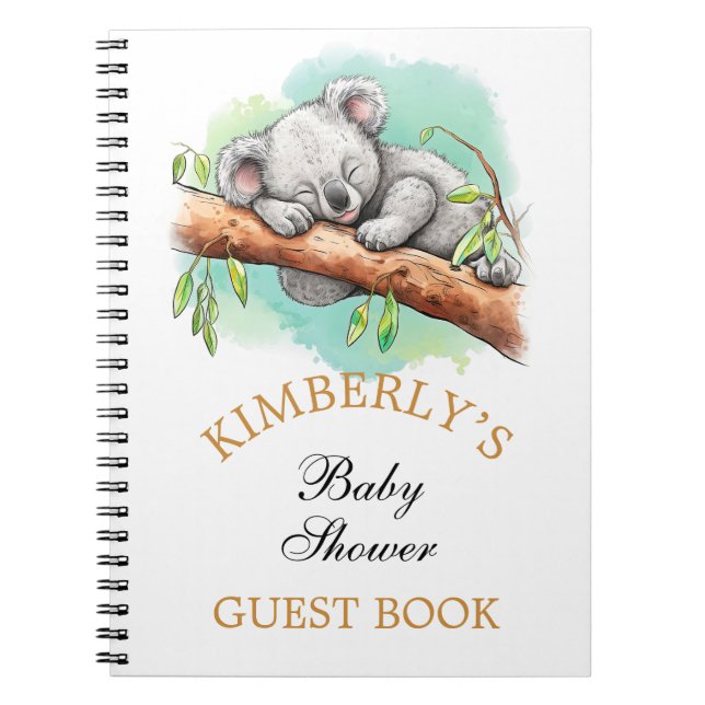 Cuaderno Baby Koala Baby Shower Personalizado Guest Book (Frente)