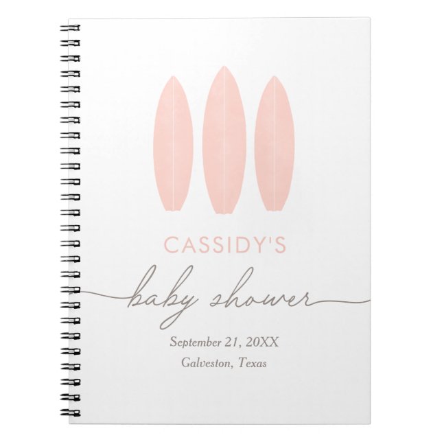 Cuaderno Baby on Board Pink Surf Baby Shower Guest Book (Frente)