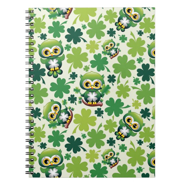 Cuaderno Baby Owl Cute St Patrick Cartoon (Frente)
