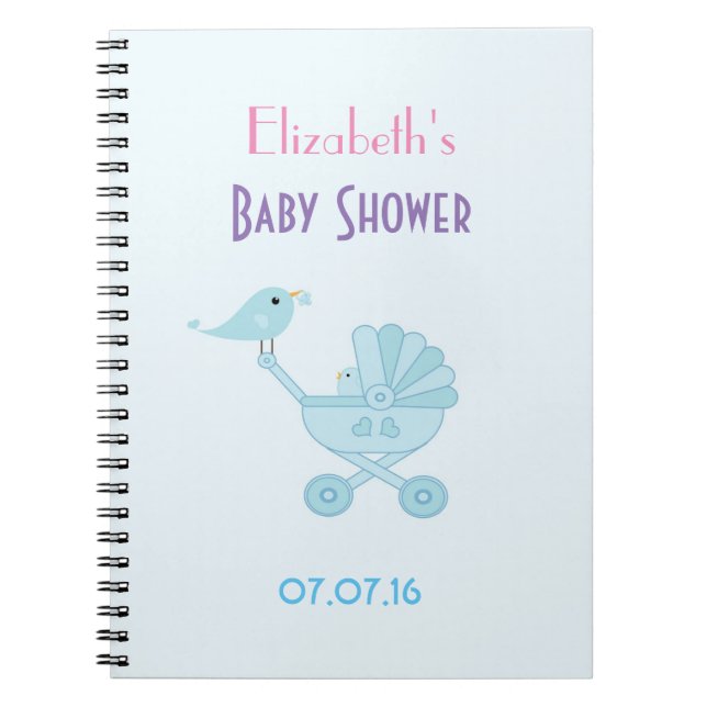 Cuaderno Baby Shower Baby and Mommy Bluebirds (Frente)