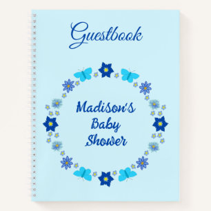 Cuaderno Baby Shower Blue Baby Boy Butterflies and Flowers