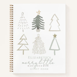 Cuaderno Baby Shower de Boho Green Christmas Trees