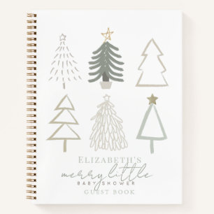 Cuaderno Baby Shower de Boho Green Christmas Trees
