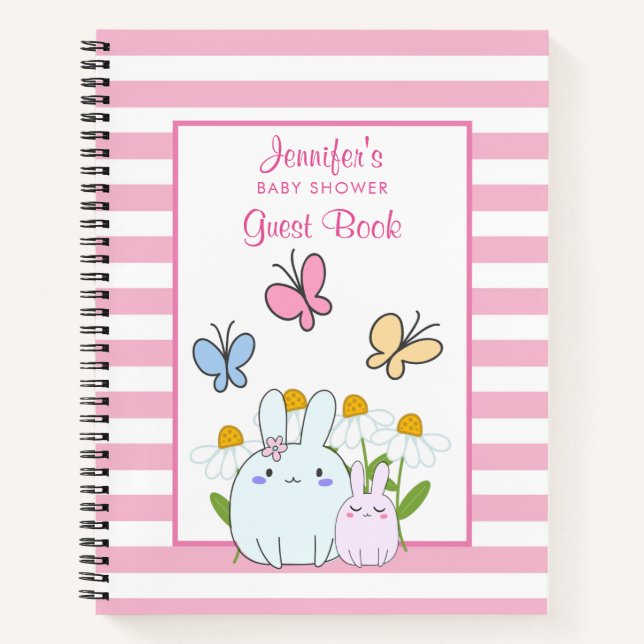 Cuaderno Baby Shower de Bunnies, mariposas y maricas (Anverso)