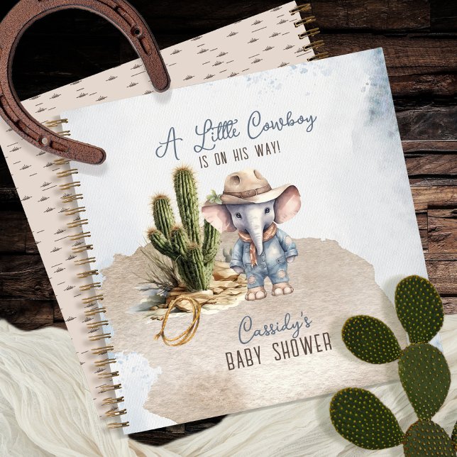 Cuaderno Baby Shower de Elephant Cowboy Western (Rustic Western Elephant Cowboy Boy Baby Shower Guest Book)