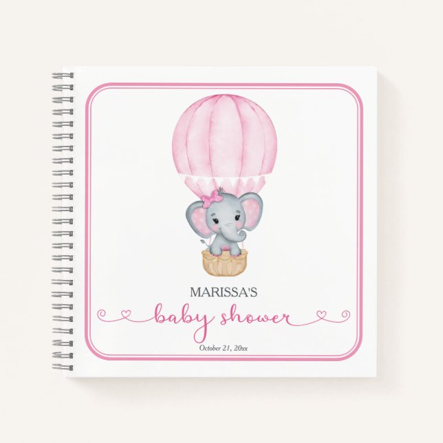 Cuaderno Baby Shower de Elephant Rosa (Anverso)