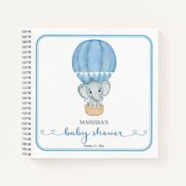 Cuaderno Baby Shower Elephant Blue Guest Book