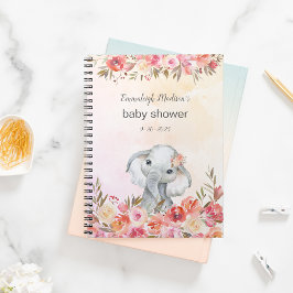Cuaderno Baby Shower Elephant Boho Moda Floral acuarela