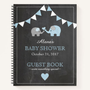 Cuaderno Baby Shower Guest Book Chalkboard Look Elephants