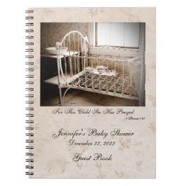 Cuaderno Baby Shower Guest Book, cuna vintage