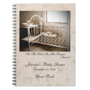 Cuaderno Baby Shower Guest Book, cuna vintage