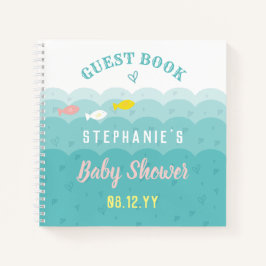 Cuaderno Baby Shower Guest Book Cute Whimsical Ocean Fish