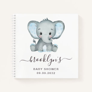 Cuaderno Baby Shower Guest Book Elefante azul
