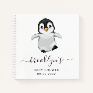Cuaderno Baby Shower Guest Book   Pingüino gris