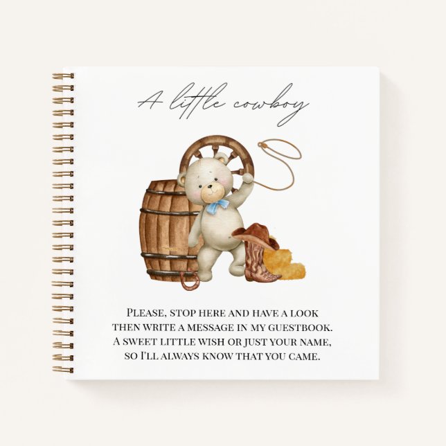 Cuaderno Baby Shower Guestbook Cowboy Rustic Country (Anverso)