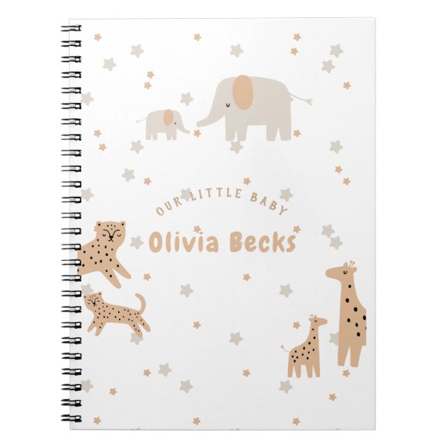 Cuaderno Baby Shower ilustrativo Pastel Beige Cute (Frente)