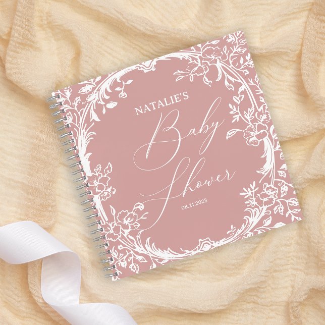 Cuaderno Baby Shower inmaculado floral rosa vintage (Subido por el creador)