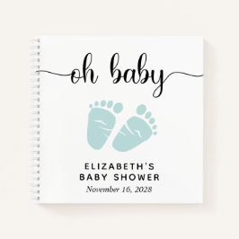 Cuaderno Baby Shower Mint Green Baby Feet
