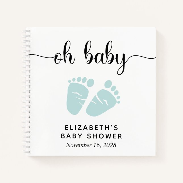 Cuaderno Baby Shower Mint Green Baby Feet (Anverso)