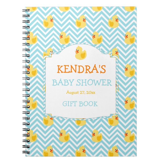 Cuaderno Baby Shower neutral de género de duck de caucho (Frente)