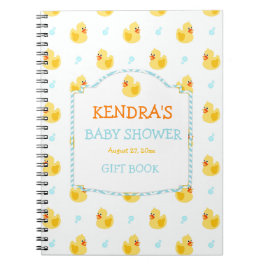 Cuaderno Baby Shower neutral de género de duck de caucho