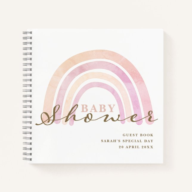 Cuaderno Baby Shower Neutral Rainbow Guest Book (Anverso)