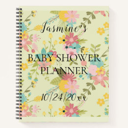 Cuaderno Baby Shower personalizado de floraciones verdes ro