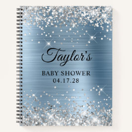 Cuaderno Baby Shower Relieve metalizado azul  plateado Purp