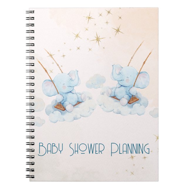 Cuaderno Baby Shower Twin Elephant (Frente)