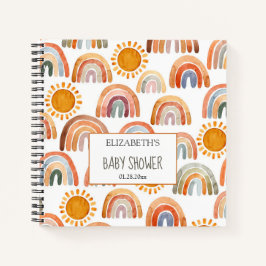 Cuaderno Baby Shower Watercolor Boho Arcoiris y sol