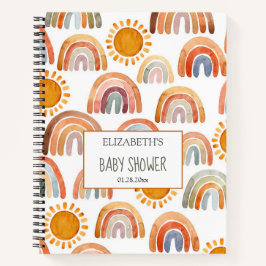 Cuaderno Baby Shower Watercolor Boho Arcoiris y sol