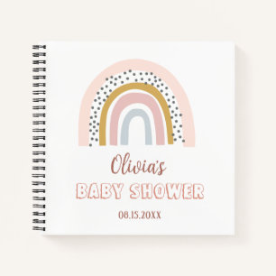 Cuaderno Baby Shower Watercolor Boho Arcoiris y sol