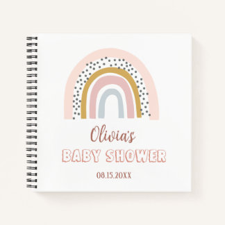 Cuaderno Baby Shower Watercolor Boho Arcoiris y sol