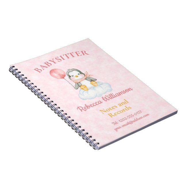 Cuaderno Babysitter Cute Penguin Notes and Record (Lado Derecho)