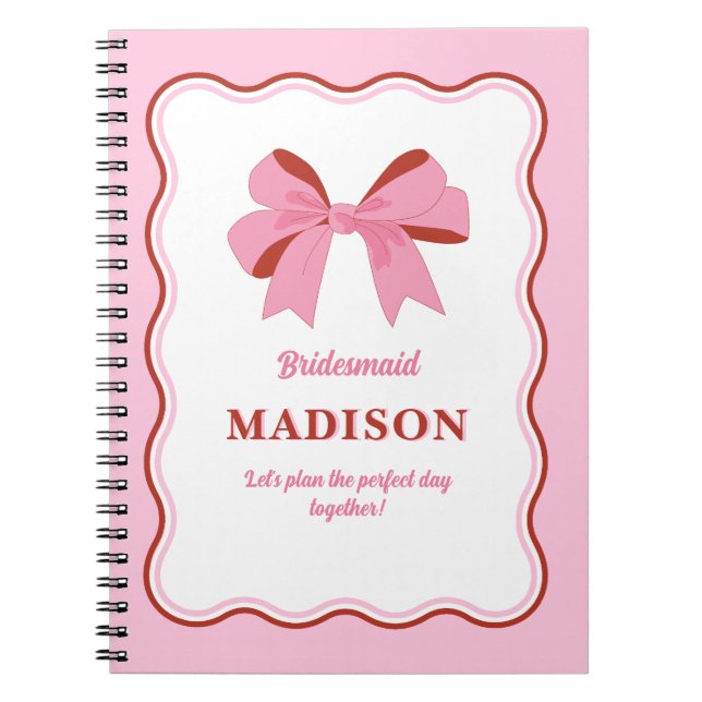 Cuaderno Bachelorette de la dama de honor rosa (Frente)
