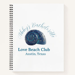 Cuaderno Bachelorette party beach club blue sea shell name 