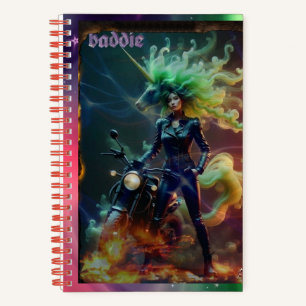 Cuaderno Baddie Unicorn Biker Notebook
