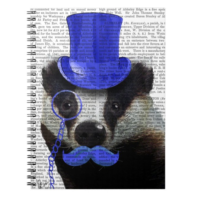 Cuaderno Badger con sombrero azul superior y bigote (Frente)
