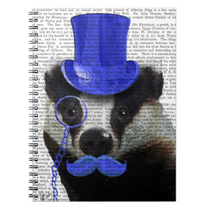 Cuaderno Badger con sombrero azul y bigote