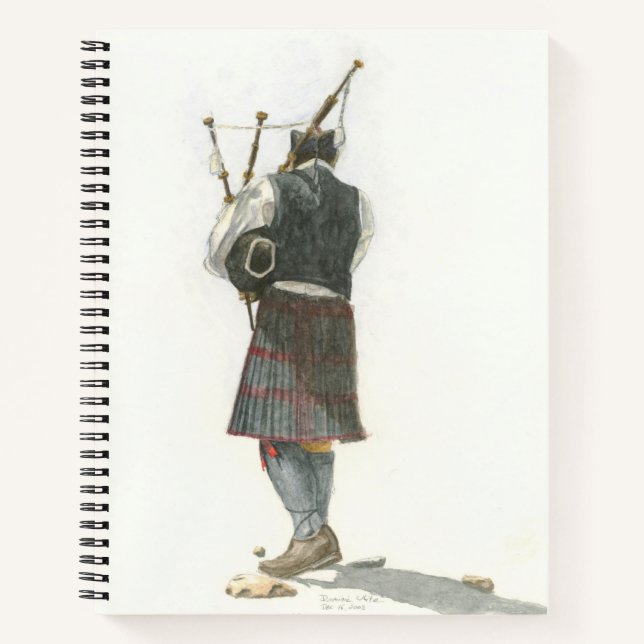 Cuaderno Bagpiper en un bloc de notas de espiral de playa (Anverso)